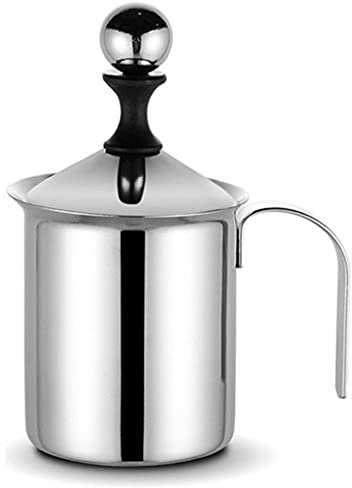 TOSSPER Milk Frother, 400ml Stainless Handheld Steel Manual Milk Frother for Coffee Latte Hot Chocolate Coffee Foamer Creamer