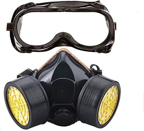 Dricar Halbmaske Atemschutzgerät, Aktivkohle-Lackiermaske Atemschutzmaske mit 2 Filtern, Gegen Gase, Dämpfe, Fein-Staub/Partikel