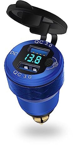 Motorrad Zigarettenanzünder-USB Ladegerät-Adapter für BMW Motorrad - QC 3.0 Doppelstecker USB Steckdose Ladegerät 12V, Schnell Handy Ladegerät, mit Schalter und Voltmeter
