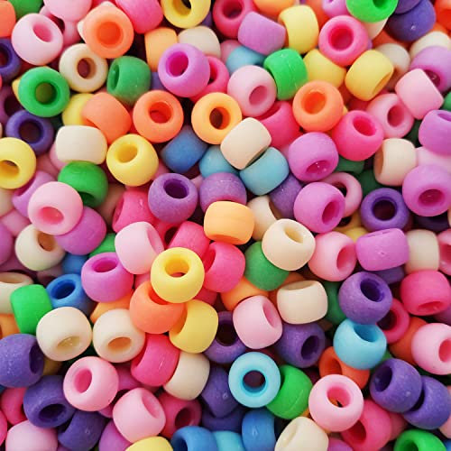 Gxadwzy 500 Stück Pony Beads 6x9mm Matt Bunte Perlen mit Großem Loch für Schmuck, Armbänder, Ketten, Schlüsselanhänger, Basteln