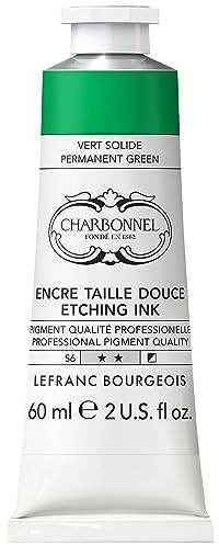 Charbonnel Kupferdruckfarben, hochpigmentierte Tiefdruckfarbe, ausgezeichnete Lichtechtheit, Vegan, lebendige Farben, alterungsbeständig, 60ml Tube - Permanentgrün