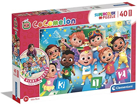 Clementoni 25469 Riesenpuzzle Supercolor Cocomelon – 40 Teile – Made in Italy, Kinderpuzzle, 3 Jahre, Bodenpuzzle, Cartoon-Puzzle, große Fliesen, Mehrfarbig, Medium