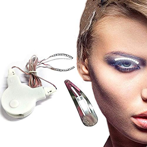 Jjoer LED Faux Cils Faux Cils Effet Imperméable À l'eau Clignotant Lumières De Noël Lumineux Faux Cils Halloween Cils LED Lumineux Portable Lumières White