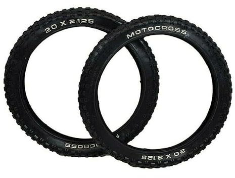 Pair 20 X 2.125 “Motocross” BMX Bike Tyres Suit Chopper & Dragster Retro Style Bikes