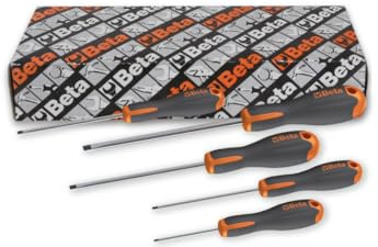 BETA 1204E/S5 – Serie Professionale di 5 Giravite EVOX per Viti Senza Testa con Intaglio, Impugnatura Ergonomica e Alta Precisione