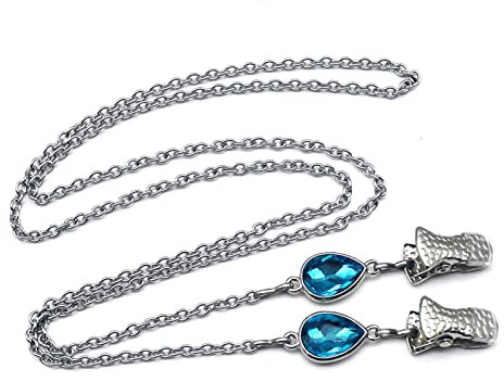 Edelstahl-Servietten-Clips in Tropfenform mit Kristall-Serviettenhalter, Handtuchschürze, Lätzchen-Kette zum Befestigen von Servietten, ältere Erwachsene, Hals-Kette, Abendessen-Zubehör-2