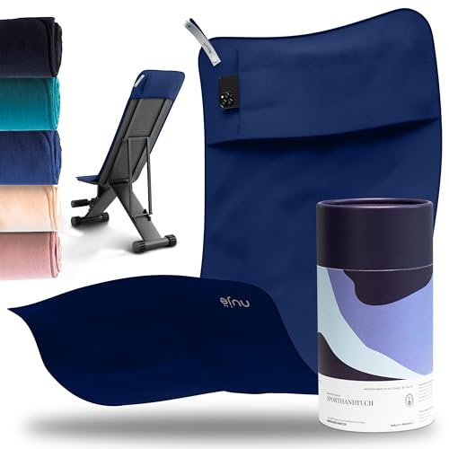 nujë Fitness Handtuch mit Tasche Microfaser I MIT Geschenkverpackung I Sporthandtuch Fitnessstudio I Extra groß & mit Umschlag für alle Geräte I Gym-Handtuch I Gym Towel