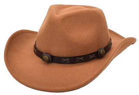 Faringoto Cowboyhut Herren Cowgirl Hut Filzhut Fedoras Hüte für Damen, khaki, Einheitsgröße