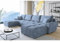 ML Furniture Velvet Ecksofa in U-Form – Blau Sofa – Couch mit Stauraum und Kissen - Ausziehbares Schlafsofa – Sofa mit Schlaffunktion - Schlafsofa mit Bettkasten – Gästebett – 365 x 189 cm