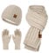 Mutze Schal Set Damen Rot - Stricken Handschuhe Winter Baretts Fleece Baskenmütze Langer Schal Warm Knit Touchscreen-Handschuhe Gestrickte Beanie Outdoor