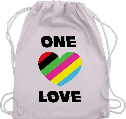 Shirtracer Turnbeutel Rucksack - LGBTQ Kleidung Pride Flag - One Love buntes Herz - Unisize - Pastell Rosa - csd beutel lqbtq gay lgbtqia lgbt queer lesbian regenbogen
