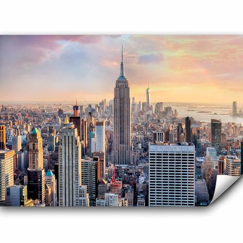 murando Fototapete Premium-Vlies New York 400x280cm Foto Tapete Schlafzimmer Wohnzimmer Vliestapete XXL Wandtapete Motivtapeten Bildtapete 3d Effekt Wand Dekoration Flur Manhattan Skyline d-B-0255-a-a
