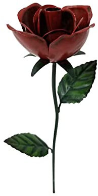 Dehner Gartenstecker Dekostab Rose, 50 x 11 x 11 cm, Metall, frostbeständig, rot