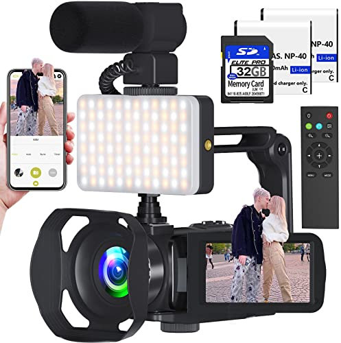 VETEK - Cámara de vídeo de 8 K, 48 MP, UHD WiFi, visión nocturna, cámara de vlogging para YouTube, zoom digital 18X, visualización LCD de 3 pulgadas, cámara digital con micrófono, tarjeta SD 32G,