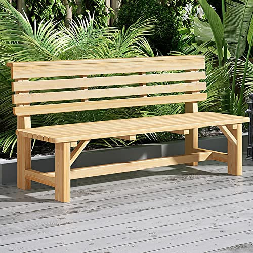 REALN Gartenbank Außenbank, A-Klasse Teakbank für Veranda mit bequemer Rückenlehne, Gartenbänke für drinnen und draußen, 100% Teakholz (Color : A, Size : 120cm/47.2)