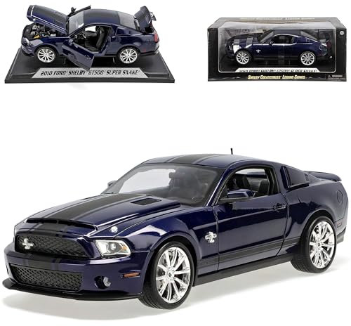 NEW Ford Shelby Mustang 2010 Gt500 GT 500 Dunkel Blau Schwarze Streifen 1/18 Shelby Collectibles Modellauto Modell Auto