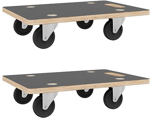 Tidyard 2 STK. Rollbretter Plattformwagen Transportwagen Handwagen Sackkarre Lagerwagen Transportkarre Rechteckig 60x40x11,5 cm