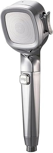 Shower Head, 4-Mode Handheld Pressurized Shower Head with On/Off Button Sprayer Nozzle Filter, Adjustable Shower Nozzle Filter for Bathroom (Sliver)