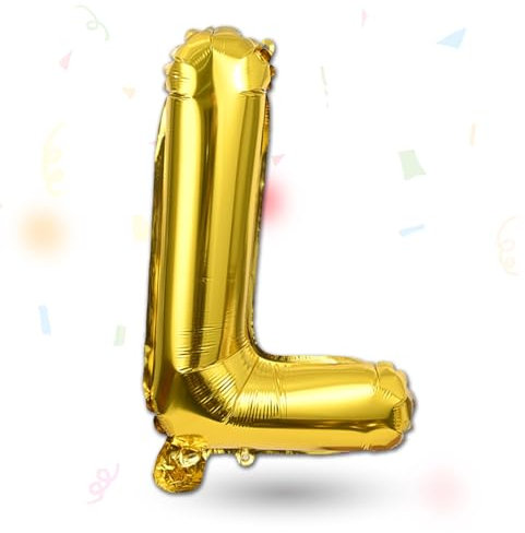 FUNXGO Folienballon Buchstaben gold L - Buchstaben Luftballon Klein L - ca. 40cm Nur Luftfüllung - Ideal für Geburtstag, Hochzeit & Party Deko - Ballon Buchstabe L gold