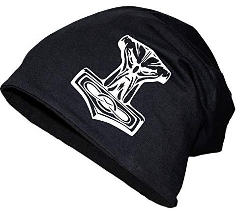 SONS OF ODIN Männer Long Beanie Mütze Thors Hammer Größe XS - XXL Wikinger Motive Vikings