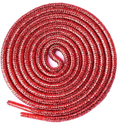 Olukssck 2 Paia Lacci Glitter Metallici, Premium Rotondi Stringhe Scarpe per Sneakers, Scarpe Sportive, Scarpe da Corsa, Stivali, per Adulti e Bambini, Rosso, 120cm