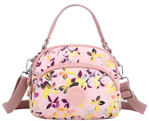 FAVORTALK Umhängetasche Klein Crossbody Bag Frauen - Damen-Schultertaschen Leichte Nylon Pink Umhängetaschen Messenger Handtasche mit Einzigartige Verstellbarem Riemen - DJB00311