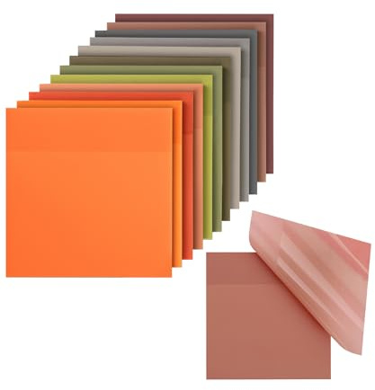 Mr. Pen- Transparent Sticky Notes Clear, 3”x3”, Earthy Colors, 12 Pads, 600 Sheets, Translucent Sticky Notes