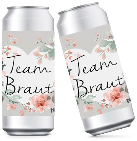 15 Stück Braut Dosen Aufkleber, JGA Aufkleber für Prosecco Dosen, Hochzeit Team Aufkleber für JGA Hochzeit Getränkedosen, Selbstklebende Aufkleber Banderole (Grau)