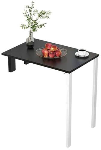 Küchentisch Klappbar, Sturdy Floating Shelf Organizer, Perfect for Kitchen/Laundry Room/Bar, Dining Room Use, Flip Table Wooden Flip Table with Support Legs, Esstisch Klappbar(Black,100x60x100cm)
