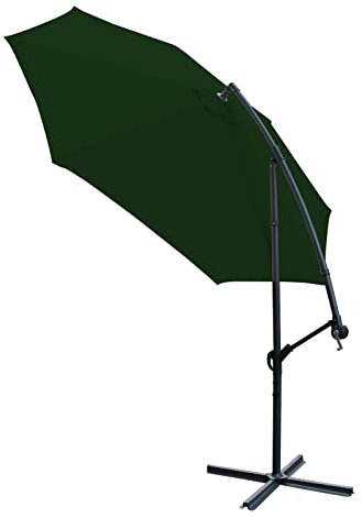TEmkin Gartensonnenschirm, Sonnenschutz, Terrasse, Bananenkurbel, freitragender Hängeschirm, grün, 3 m, Terrassenschirm, Terrassenschirm