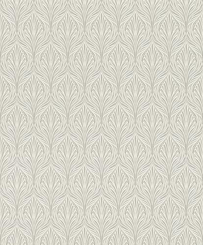 Rasch Tapeten 810219 - Vliestapete mit Relief Ornamenten in Grau und Weiß aus der Kollektion Selection - 10,05 m x 0,53 m (LxB)