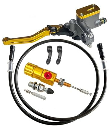 AQXYWQLL 7/8 22mm CNC Motorrad Kolben 14mm Master Zylinder kit Kupplung hebel hydraulische Kupplung pumpe Kompatibel mit(Golden A)