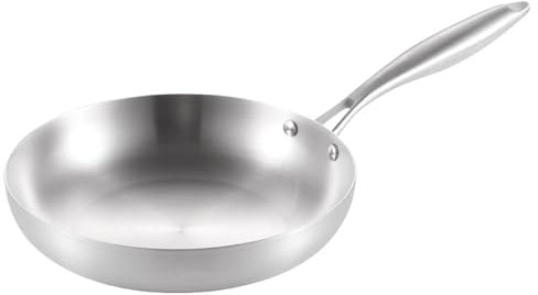 Sartén de triple capa, sartén profunda de acero inoxidable, sartén multicapa, sartén resistente apta para horno con estropajo de metal, sartén versátil para cocinar diariamente, filetes, huevos, todos