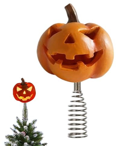 Disney Pumpkin Tree Topper with LED Ghost Ornament for Halloween