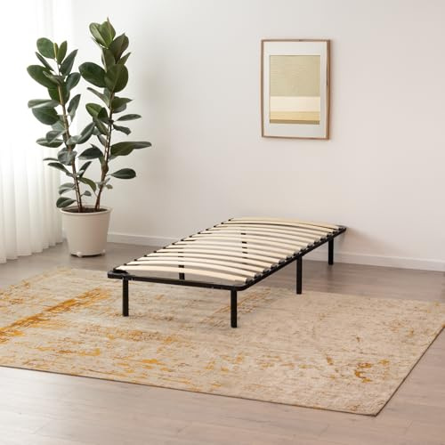 i-flair Metallbett mit Lattenrost NAMARA 90x190 cm - Höhe: 28 cm, stabiles Gästebett mit Stauraum auf Füßen, geeignet für alle Matratzen - Schwarz