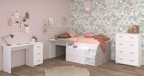 Parisot Kinderzimmer 3-teilig Milky 15 Weiß/Grey Loft