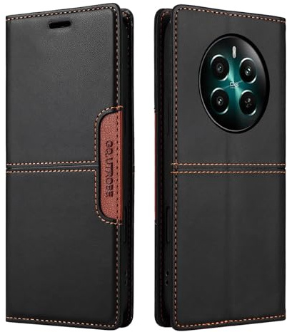 NETANY Compatible con Funda para teléfono Realme 12 Plus 5G/ 12 4G / Realme 12+ 5G,Funda Protectora de Soporte Plegable de,con Bolsillo [Cierre magnético] Cartera Flip Funda de teléfono (Negro)