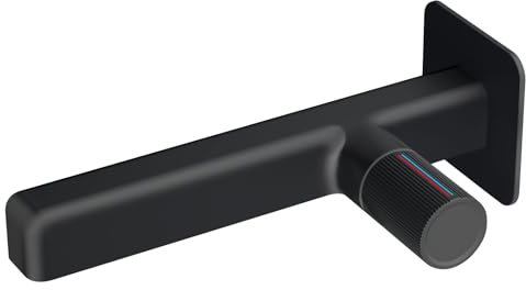 Waschtischarmatur Unterputz, 1-Loch Wasserhahn Bad Wandmontage, Mischbatterie Einhebelmischer für Waschbecken, Schwarz, 8M3OK