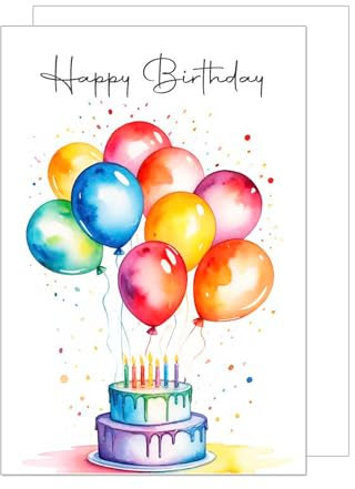Edition Seidel Premium XXL Maxi Glückwunschkarte zum Geburtstag mit Umschlag Format DIN A4. Geburtstagskarte Grußkarte Karte Happy Birthday für sie ihn Mann Frau Torte Luftballons (A4-G3567)