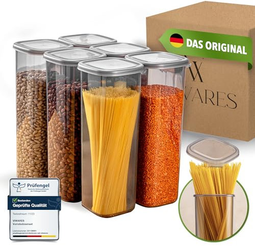 Viwares Vorratsdosen mit Deckel Luftdicht, 6er Vorratsbehälter Set BPA-Frei, Vorratsdose zur Müsli Mehl Aufbewahrung Küche, Praktische Organizer Küche, Frischhaltedosen für Lebensmittelaufbewahrung