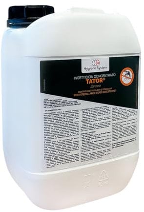 Hygiene System TATOR (Bia Plus) 5 Litri, insetticida concentrato per esterno giardino contro zanzare, Mosche, vespe, tignole, flebotomi, blatte, formiche. In Omaggio Guanti NBR
