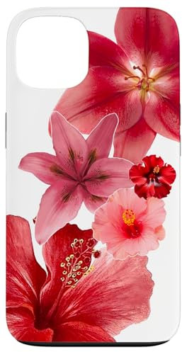 Red Hawaii Hibiscus Tiger Lily Flowers Tropical Summer Case for iPhone 13