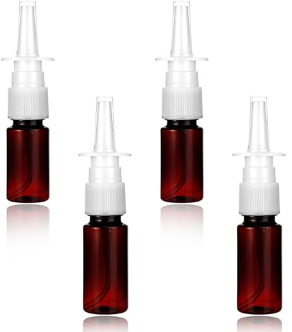 WUMZIRA 4 Pièce 10/20ml Vaporisateurs Nasaux Vide en Verre, Brun Spray Nasal Vides, Flacon spray vide, Spray nasal vide, Réutilisable Flacon Pulvérisateur Nasal, pour Parfum, Huiles Essentielles