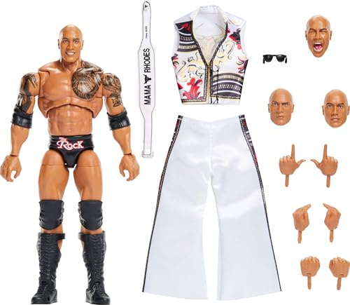 Mattel WWE Ultimate Edition Th Rock Action Figure & Accessories Set