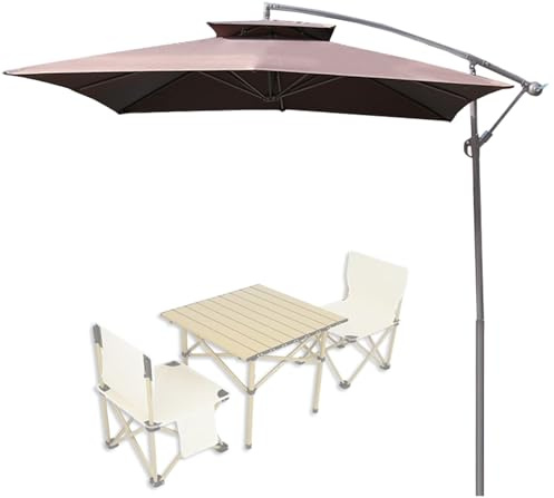 QUSYZD Parasol déporté carré de 8 Pieds, Parasol de Plage extérieur avec Protection Solaire, Parasol de Jardin déporté étanche,