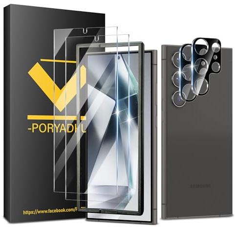 2+2+1 Stück Für Samsung Galaxy S24 Ultra 5G Panzer Schutz Glas Folie 2 Stück+Kamera Schutzfolie 2 Stück Mit Ausrichtungswerkzeug, Fingerabdruck kompatibel, 9H Härte Displayschutz Panzerfolie