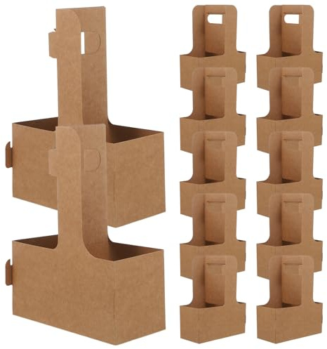 SAFIGLE 30 Unidades Posavasos De Mano De Papel Kraft Portavasos Para Bebidas Portavasos De Café Accesorios De Entrega De Comida Light Brown Reutilizable