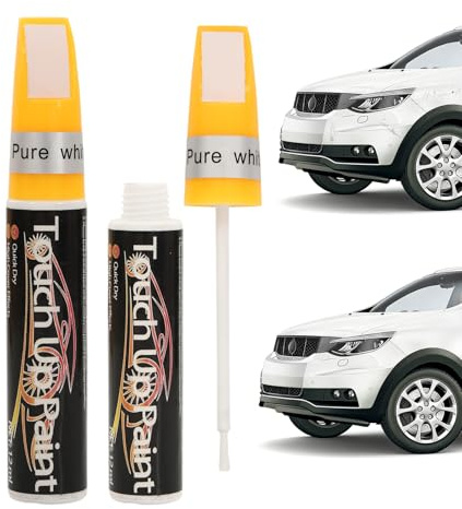LINXINS 2 Pcs White Touch Up Paint for Cars, 12ml 2-in-1 Car Scratch Remover Pen with Towel, Car Touch Up Paint Fill Pen for Scratch Repair
