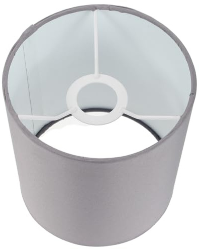 DIYEAH Grey Fabric Drum Lampshade Small Cylindrical Lamp Shade for Table Lamps Wall Lights & Ceiling Lights Soft Diffused Lighting for Bedroom Living Room Decor