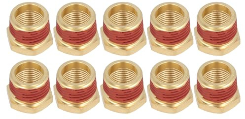 1 / 2in to 3 / 8in Brass Thread Pipe Fitting, 10Pcs Hex Bushing Adapter with Leakage Proof Layer, 1200psi Pressure Rated - Durable Brass Material, Versatile Threaded Design for W